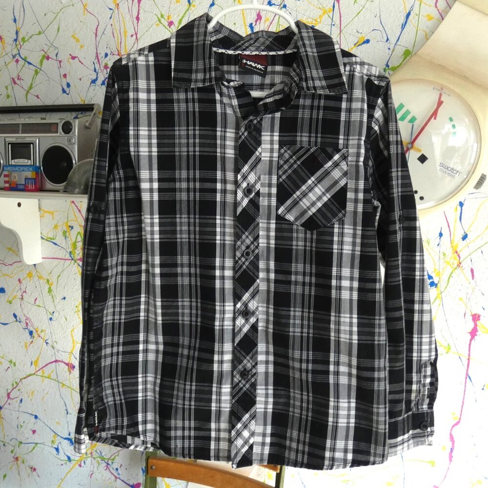 Boys Dress Shirt Plaid Long Sleeve Button Down